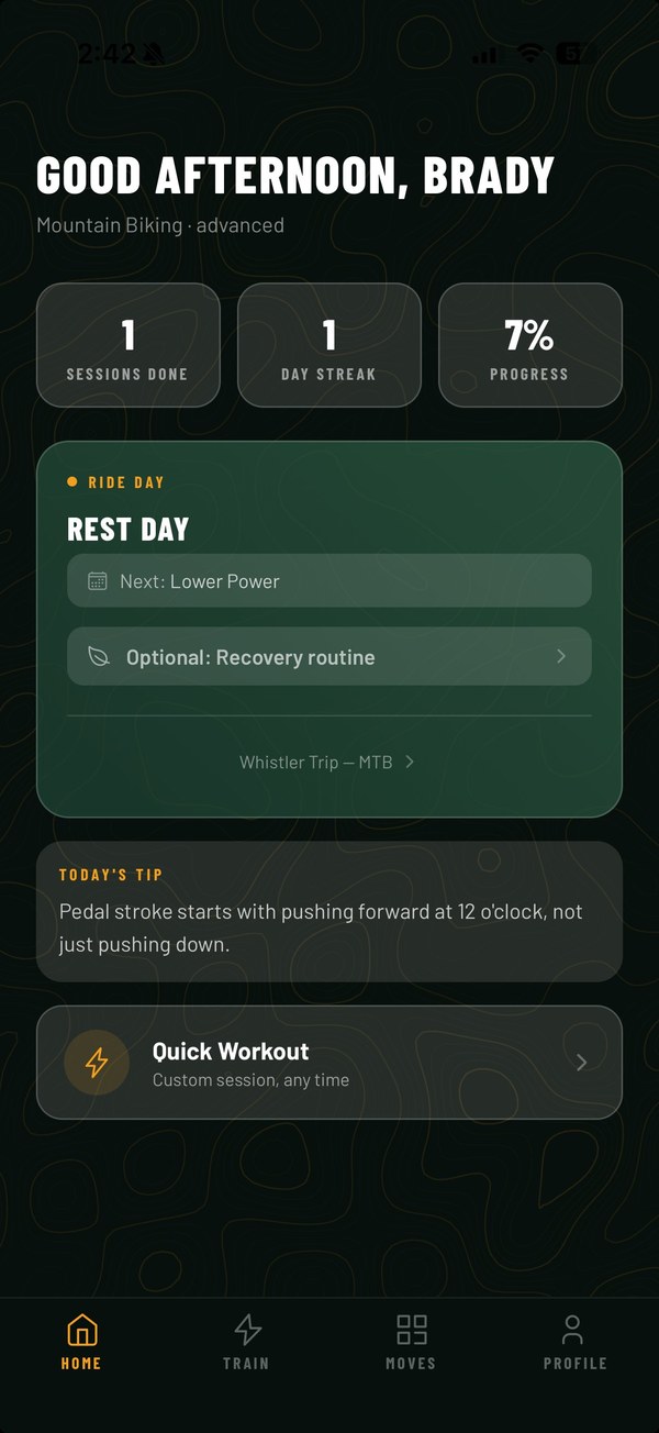 Summit app home screen
